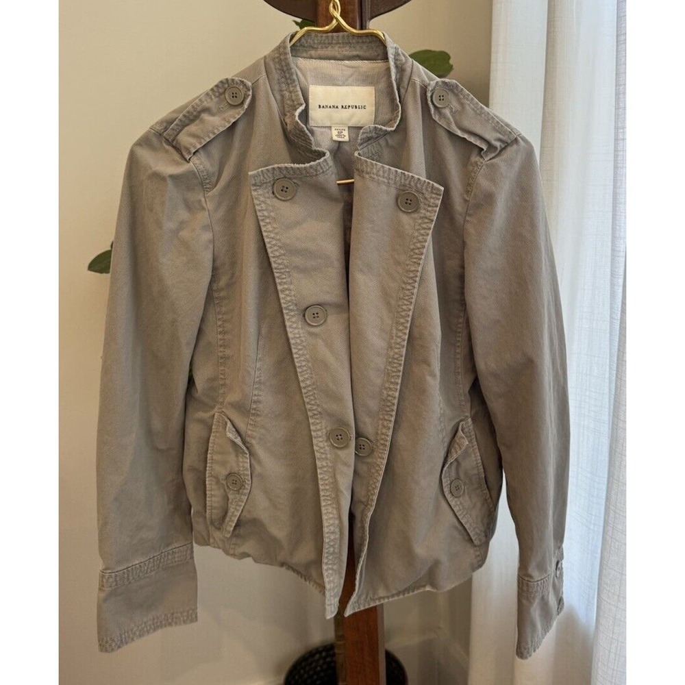 Banana Republic Heritage tan linen jacket, Size 6P Jacket